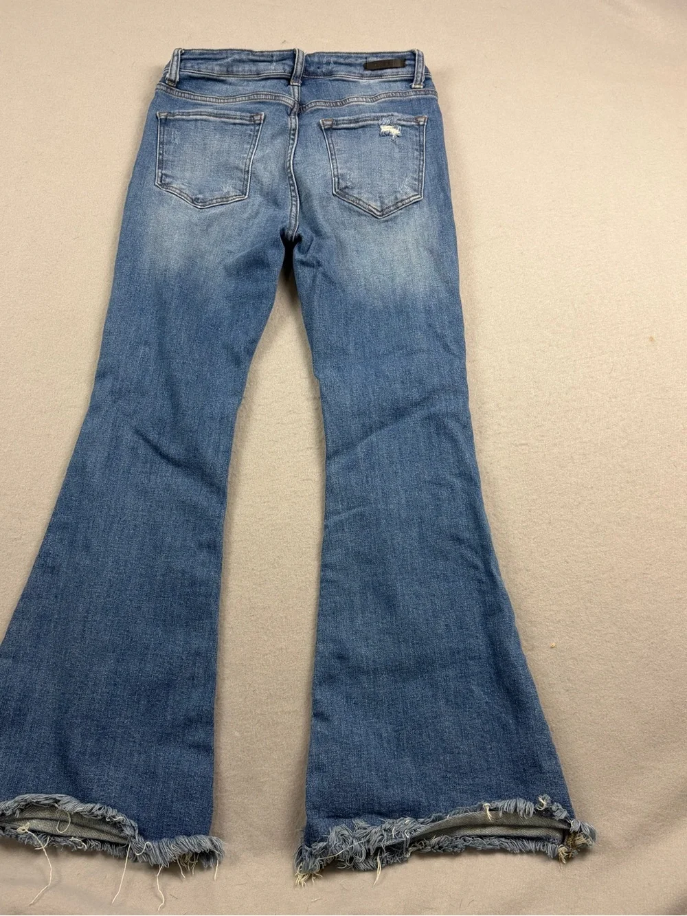 Risen Flare Jeans Womens Size 11 Distressed with Button Fly Y2K - Picture 6 of 11